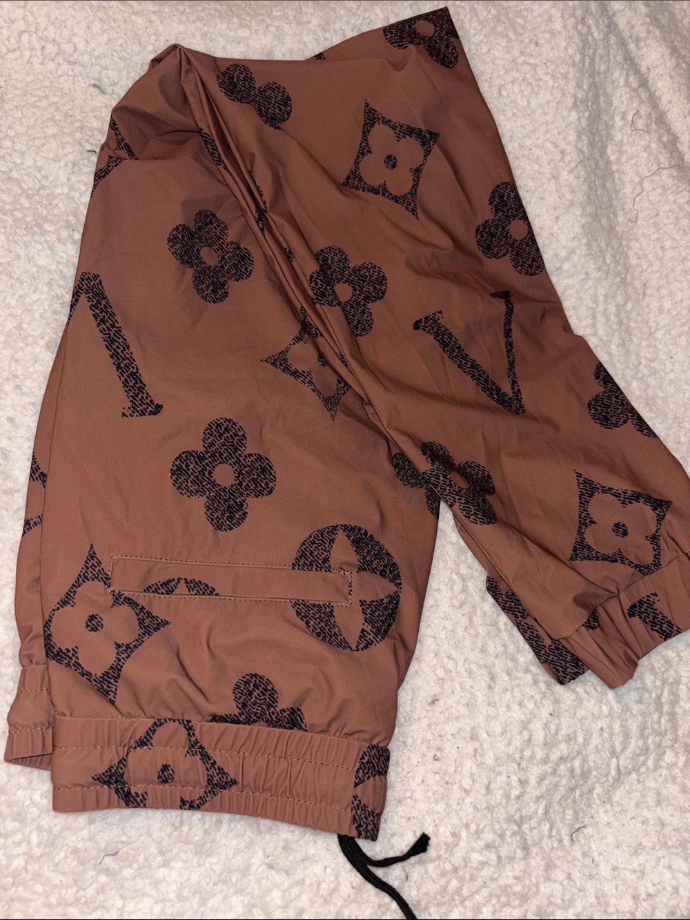 Designer-Inspired Brown' Logo Print Jogger Pants